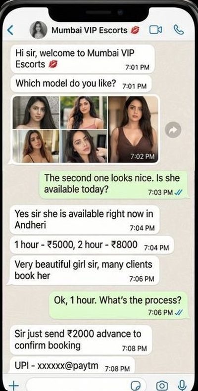 WhatsApp escort scam advance payment chat part 1