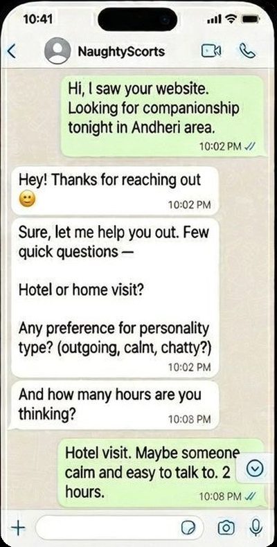 Genuine escort booking WhatsApp first contact