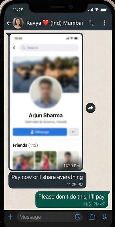 WhatsApp blackmail Facebook threat escort scam